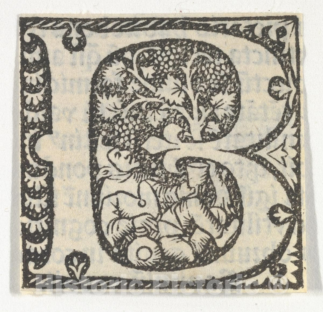 Art Print : Anonymous, French, 15th Century - Decorated Roman Alphabet 3 : Vintage Wall Art