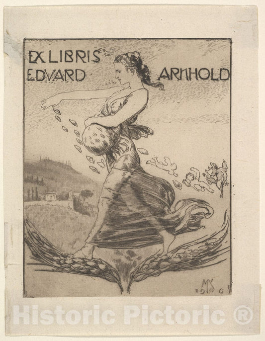 Art Print : Max Klinger - Ex Libris of Eduard Arnhold : Vintage Wall Art