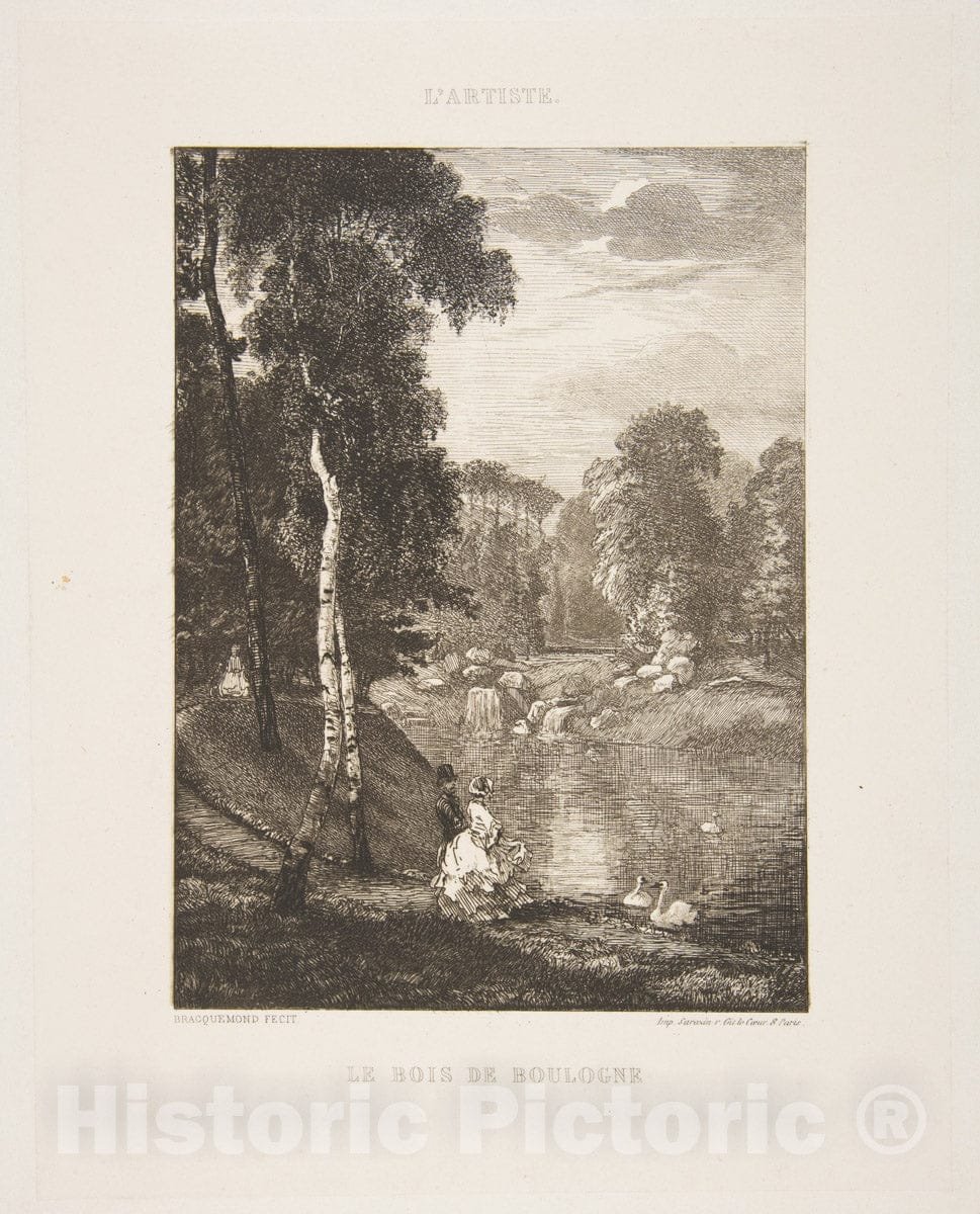 Art Print : Félix Bracquemond - Le Bois de Boulogne 2 : Vintage Wall Art