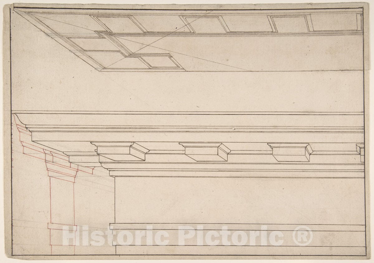 Art Print : Italian, 17th Century - Architectural Study : Vintage Wall Art