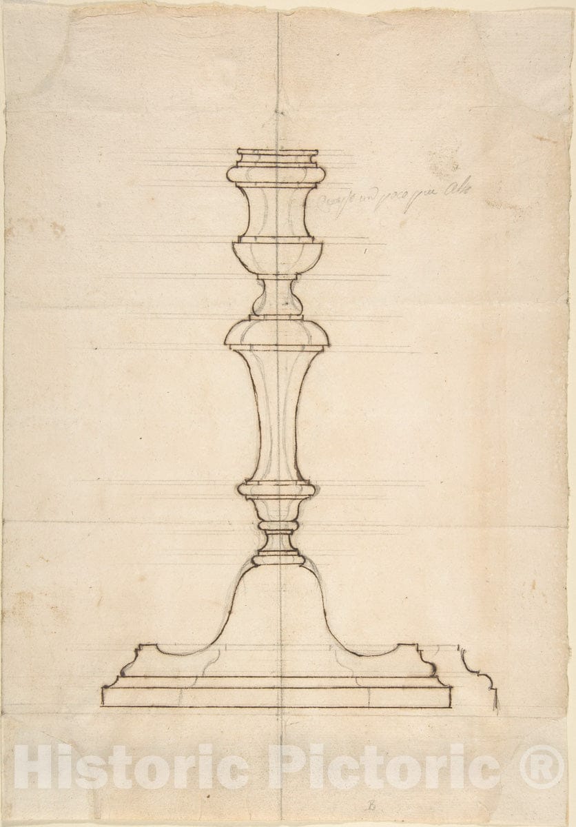 Art Print : Italian, 18th Century - Candlestick : Vintage Wall Art