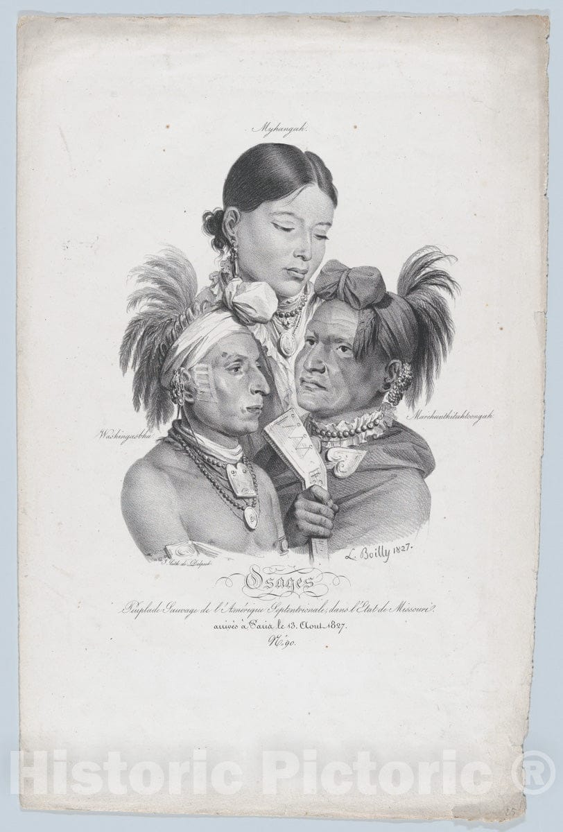 Art Print : Louis Léopold Boilly - Osages: A Small Savage Tribe from North America, in The State of Missouri 1 : Vintage Wall Art