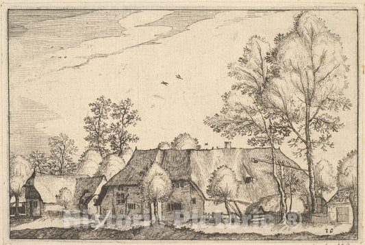 Art Print : Claes Jansz. Visscher - Large Farm from Regiunculae et Villae Aliquot Ducatus Brabantiae : Vintage Wall Art