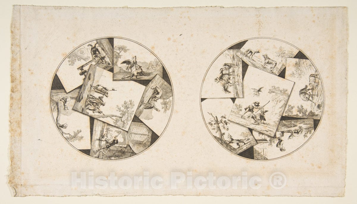 Art Print : Jean-Baptiste Oudry - Designs for Plates Taken from Oudry's Illustrations to La Fontaine's Fables 2 : Vintage Wall Art
