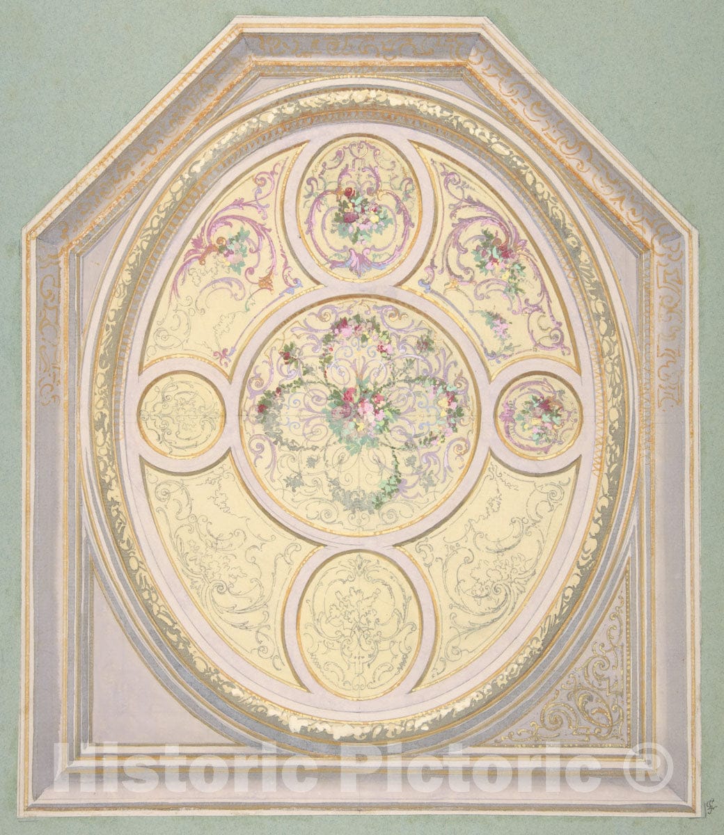Art Print : Jules-Edmond-Charles Lachaise - Design for a Ceiling 1 : Vintage Wall Art