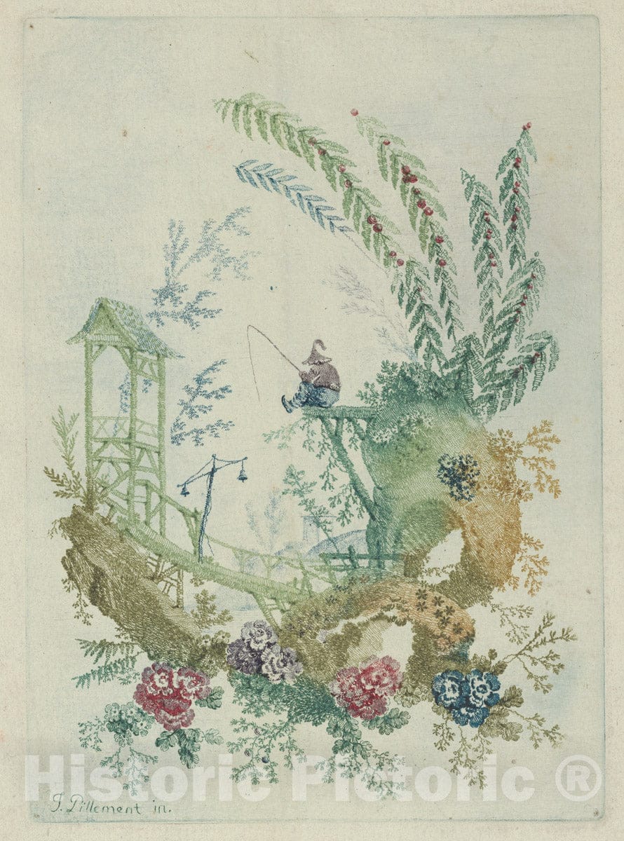 Art Print : Jean Pillement - Ornament Design from Nouvelle Suite de Cahiers de Dessins Chinois : Vintage Wall Art