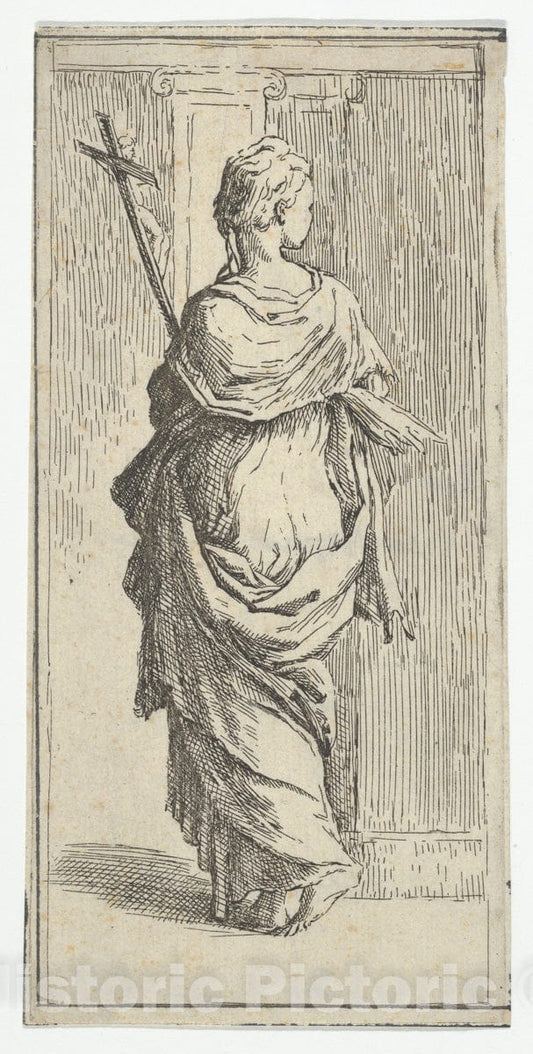 Art Print : Guido Reni - Girl Carrying a Crucifix and Stepping Toward a Pilaster, seen from Behind 4 : Vintage Wall Art