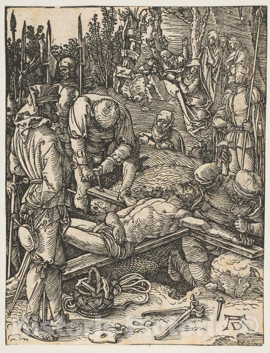 Art Print : Albrecht Dürer - Christ Nailed to The Cross, from The Small Passion 2 : Vintage Wall Art