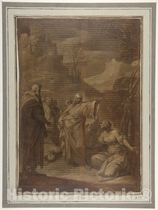 Art Print : Giovan Gioseffo dal Sole - Christ and The Canaanite Woman : Vintage Wall Art