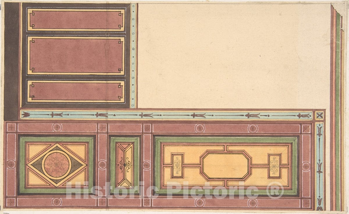Art Print : Jules-Edmond-Charles Lachaise - Pompeiian Design for Paneling 2 : Vintage Wall Art
