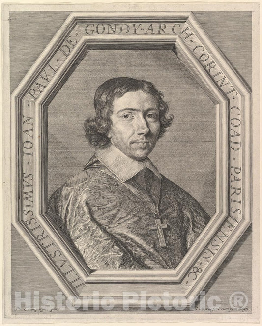 Art Print : Jean Morin - Jean-Francois-Paul de Gondy, coadjuteur de l'archeveque de Paris, Futur Cardinal de Retz : Vintage Wall Art