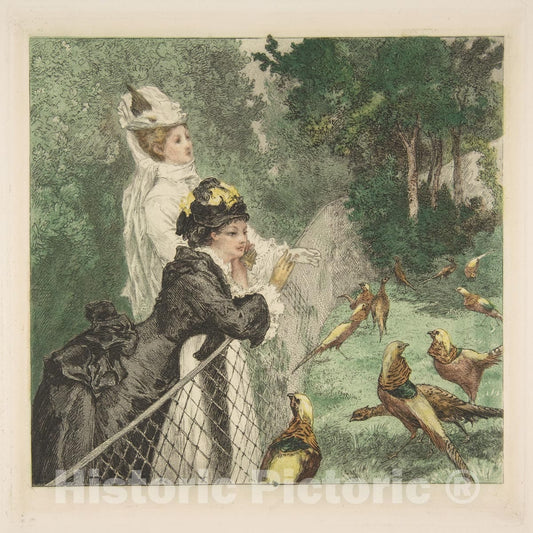 Art Print : Félix Bracquemond - Au Jardin d'Acclimation : Vintage Wall Art