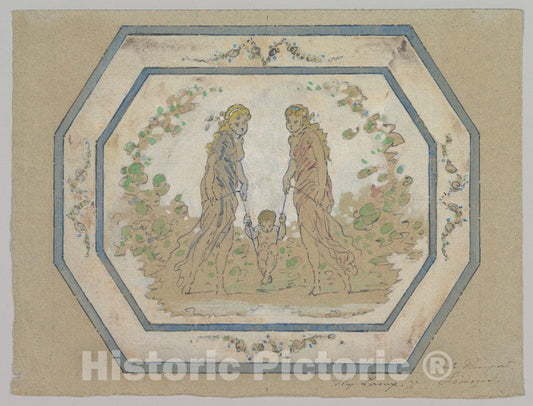 Art Print : Leroux - Design for a Porcelain Platter : Vintage Wall Art