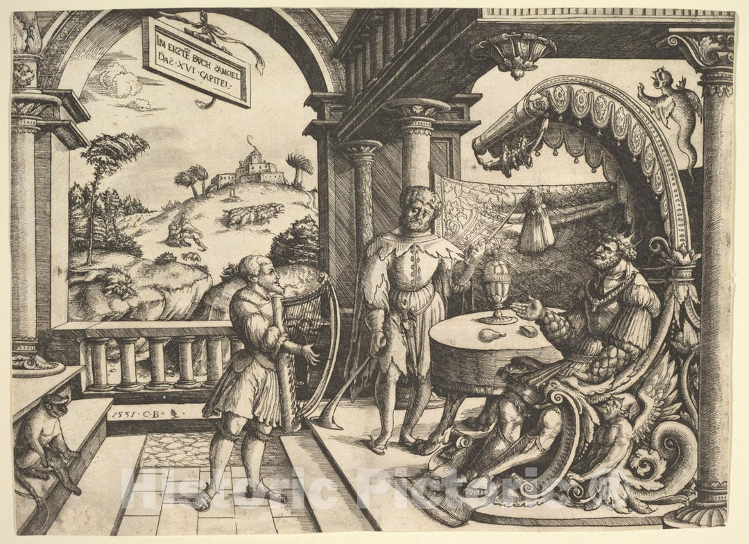 Art Print : Conrad Baur - David Playing The Harp Before Saul : Vintage Wall Art