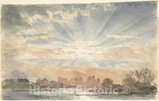 Art Print : Joseph Michael Gandy - Landscape with Rising Sun, December 1, 1828, 8:30 a.m. : Vintage Wall Art