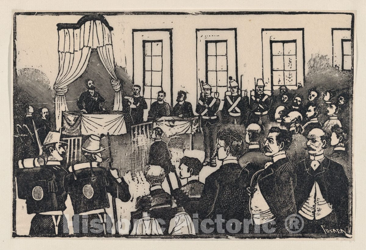 Art Print : The Trial of The Killers of Tomas Hernandez Aguirre - Artist: Jose Guadalupe Posada - Created: c1890 : Vintage Wall Art