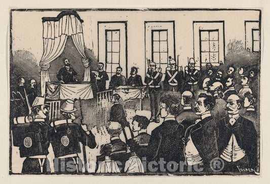 Art Print : The Trial of The Killers of Tomas Hernandez Aguirre - Artist: Jose Guadalupe Posada - Created: c1890 : Vintage Wall Art