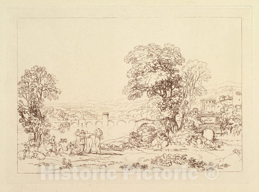 Art Print : Designed and Etched by Joseph Mallord William Turner - Apuleia in Search of Apuleius (unpublished Plate, Liber Studiorum) 2 : Vintage Wall Art