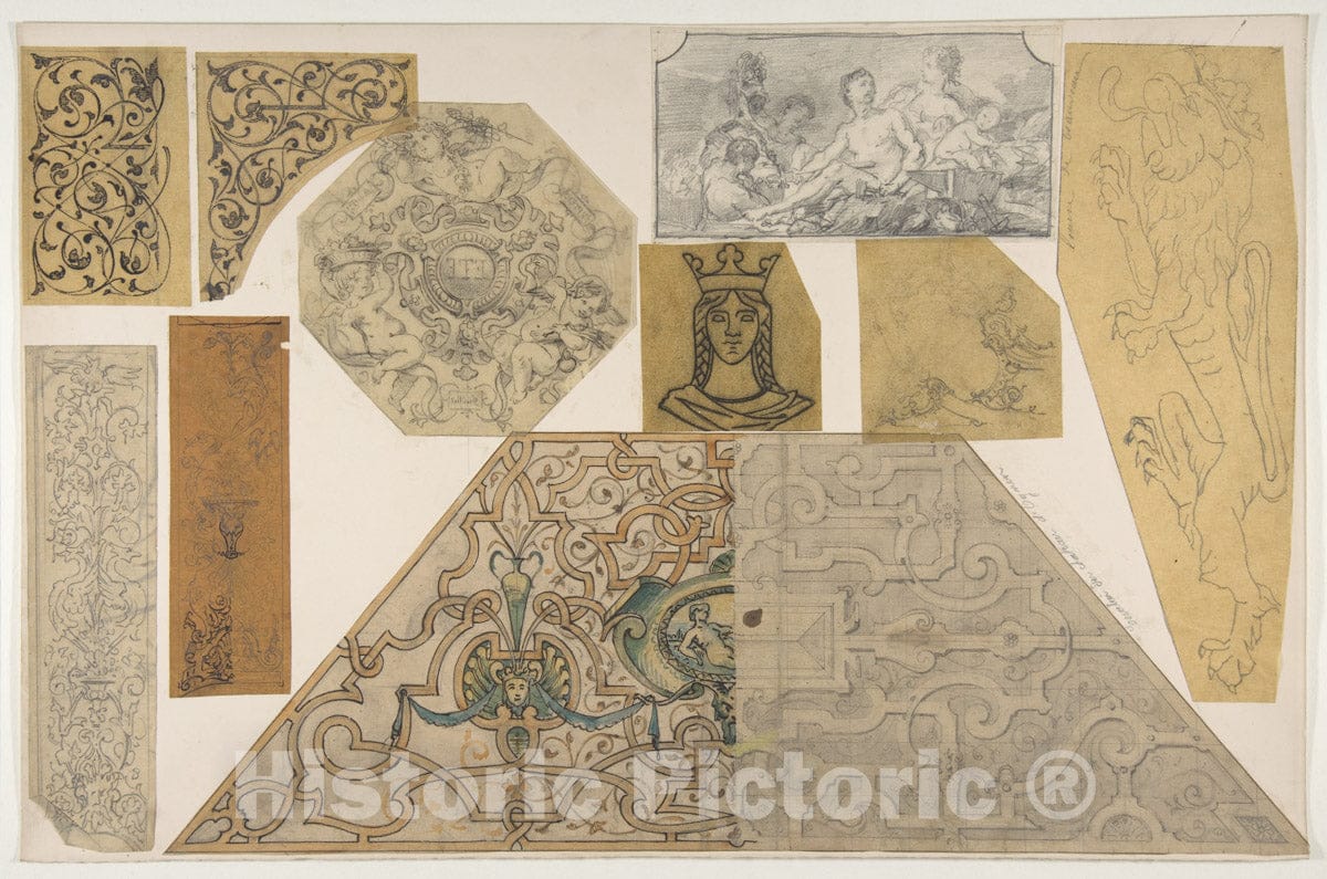 Art Print : Ten Designs for The Decoration of Houses - Artist: Jules-Edmond-Charles Lachaise - Created: 19th Century : Vintage Wall Art