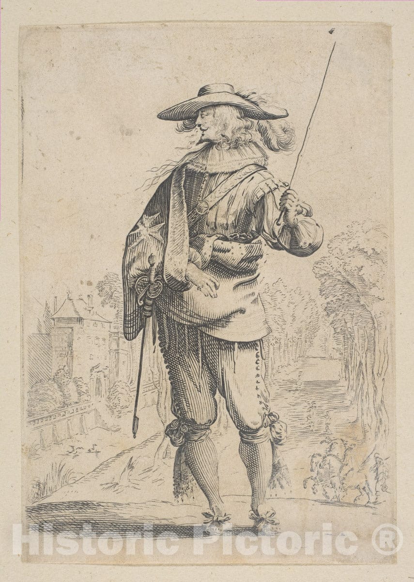 Art Print : Anonymous, French, 17th Century - A Man Holding a Crop : Vintage Wall Art