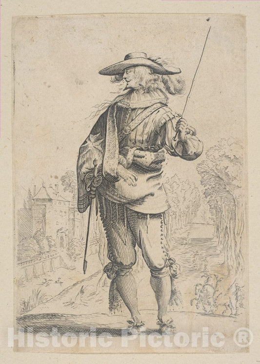 Art Print : Anonymous, French, 17th Century - A Man Holding a Crop : Vintage Wall Art