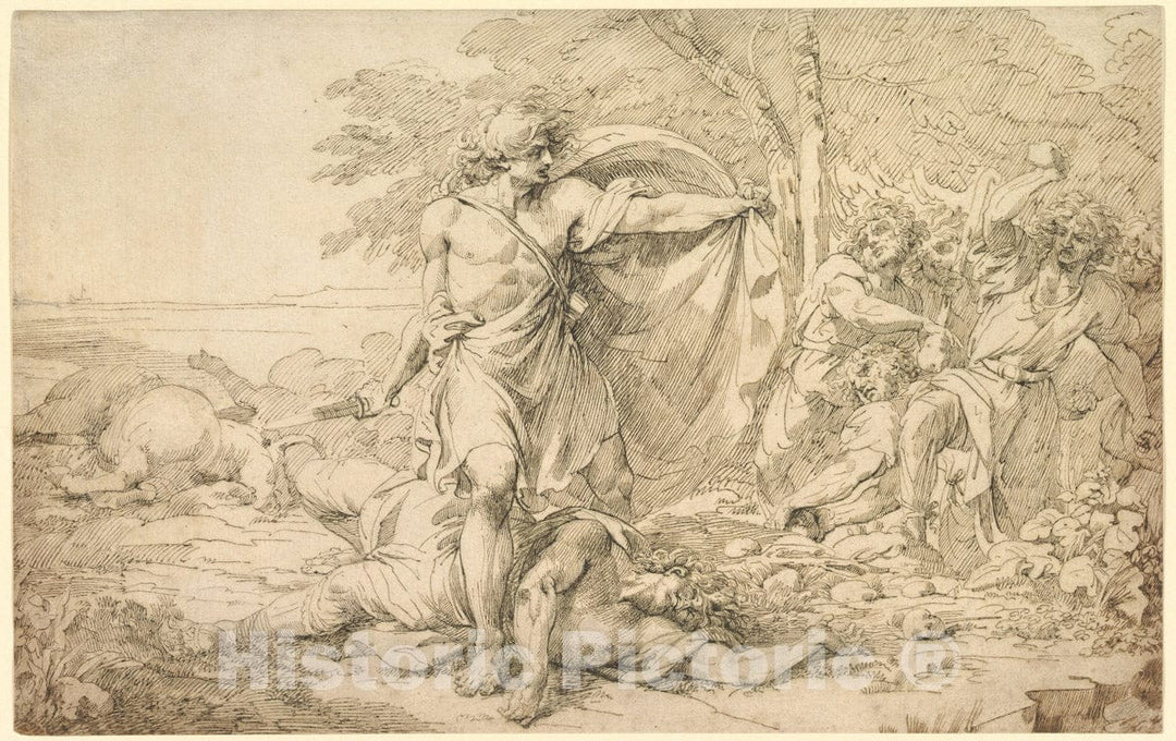 Art Print : John Hamilton Mortimer - Classical Subject: Possibly The Aftermath of a Battle : Vintage Wall Art