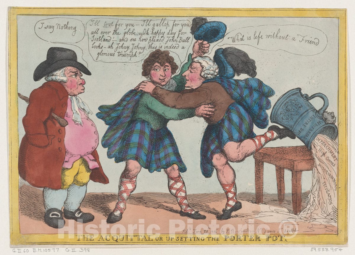 Art Print : Thomas Rowlandson - The Acquittal, or Upsetting The Porter Pot : Vintage Wall Art