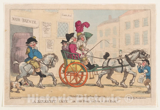Art Print : Thomas Rowlandson - A Bankrupt Cart, or The Road to Ruin in The East! : Vintage Wall Art
