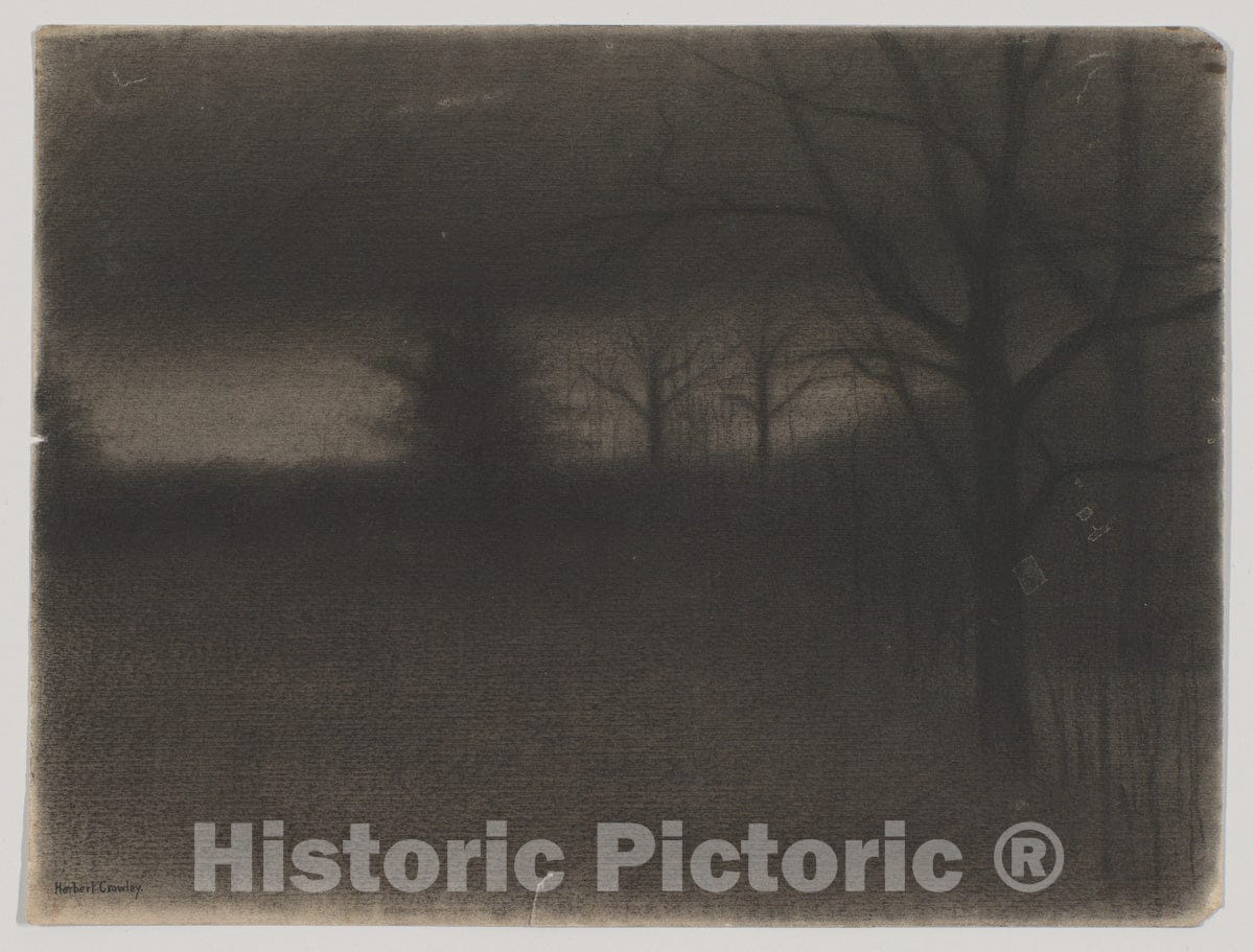 Art Print : Herbert E. Crowley - A Dark Landscape : Vintage Wall Art