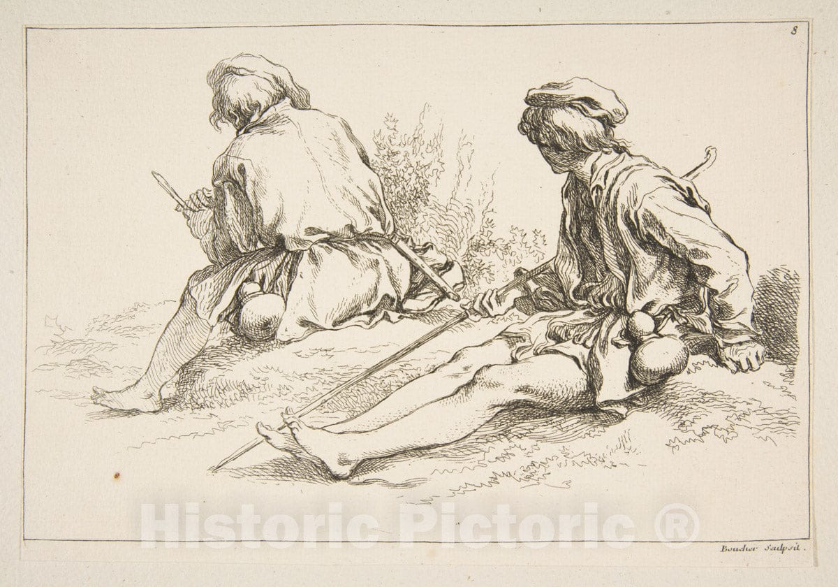 Art Print : François Boucher - Sheet of Sketches - 417467 : Vintage Wall Art