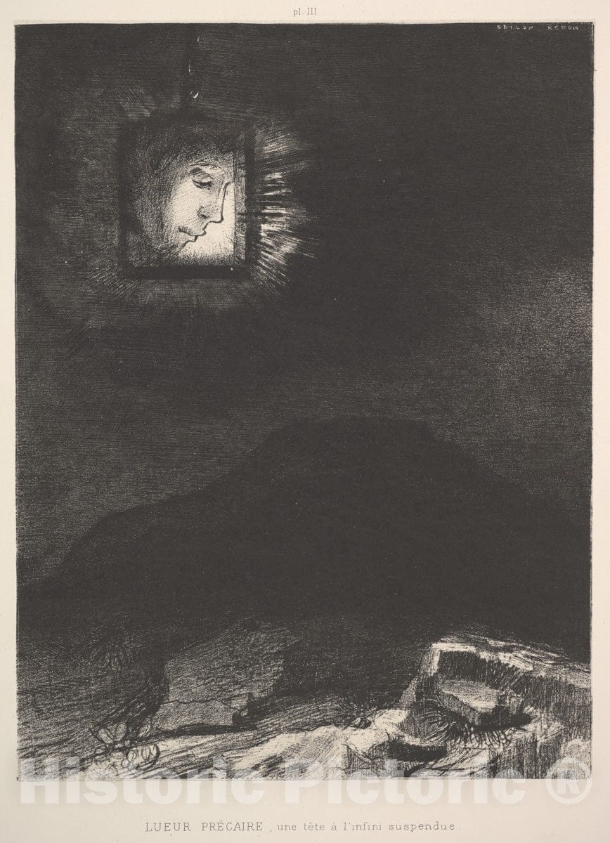 Art Print : Odilon Redon - The Vague Glimmer of a Head Suspended in Space : Vintage Wall Art
