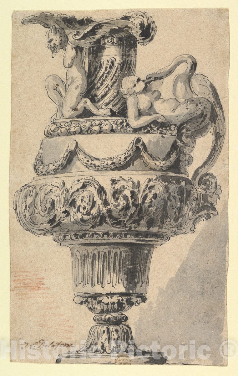Art Print : Jean Charles Delafosse - Design for a Ewer 3 : Vintage Wall Art