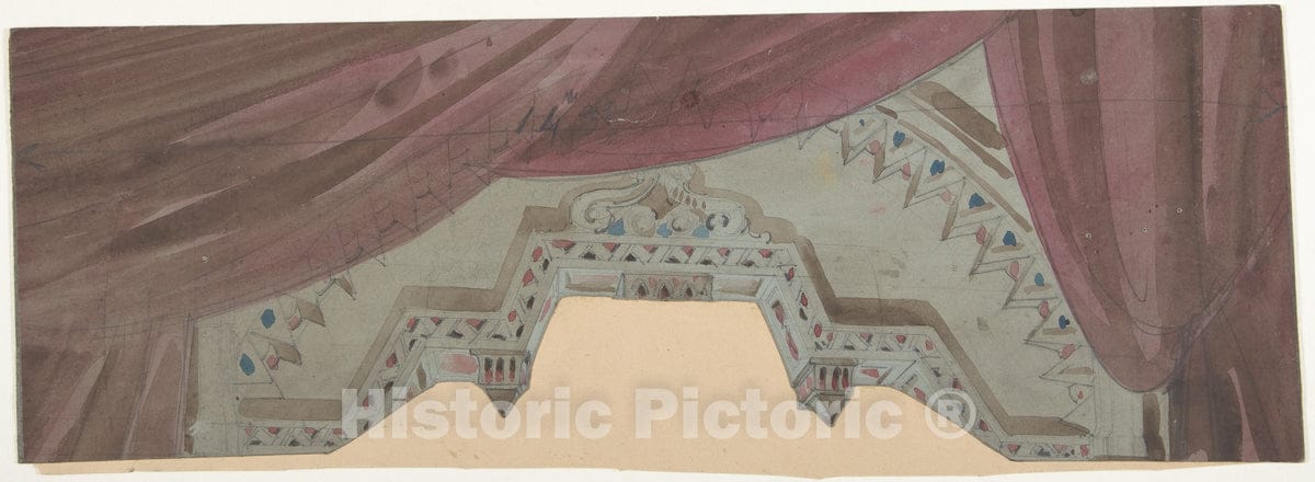 Art Print : Eugène Cicéri - Design for a Stage Set at The Opéra, Paris : Vintage Wall Art