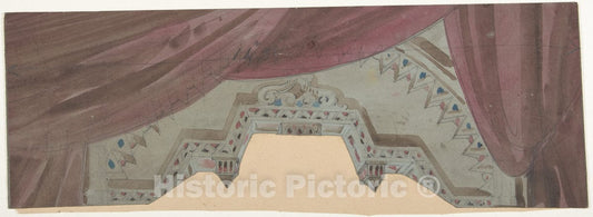 Art Print : Eugène Cicéri - Design for a Stage Set at The Opéra, Paris : Vintage Wall Art