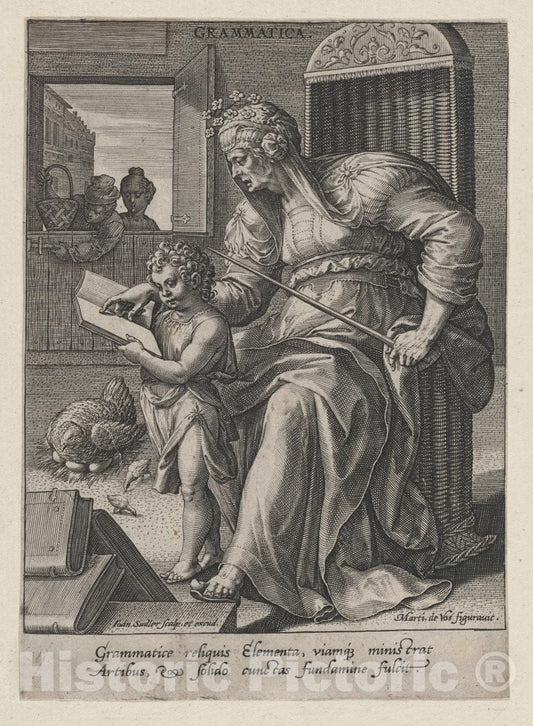 Art Print : Johann Sadeler I - Grammatica, from The Seven Liberal Arts : Vintage Wall Art