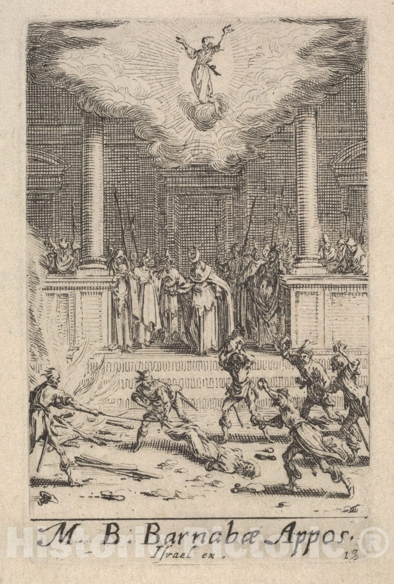 Art Print : Jacques Callot - Martyrdom of Saint Barnabas, from The Series 'The Little Apostles' (Les Petits apôtres) : Vintage Wall Art