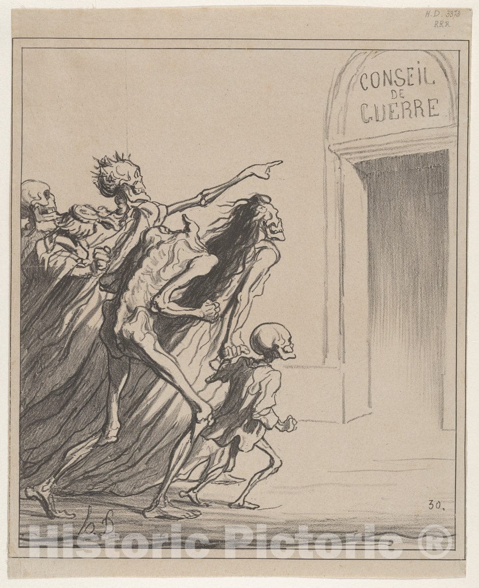 Art Print : Honoré Daumier - The War Council (Conseil de Guerre) : Vintage Wall Art
