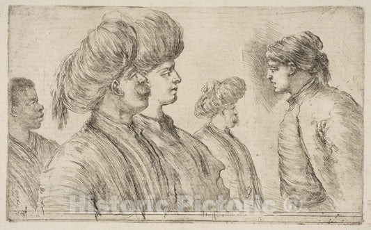 Art Print : Stefano Della Bella - Four Turks and a Black Man : Vintage Wall Art