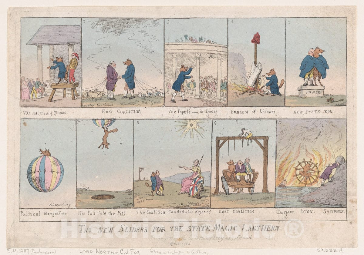 Art Print : Thomas Rowlandson - Two New Slides for The State Magic Lantern : Vintage Wall Art