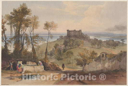Art Print : Edward Lear - Bracciano (Views of Rome and Its Environs, Plate 2) : Vintage Wall Art