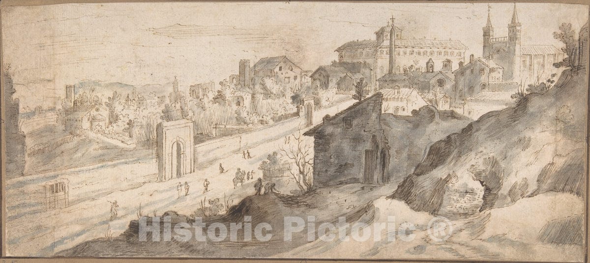 Art Print : Gillis Van Coninxloo, Follower of - View of St. John Lateran, Rome : Vintage Wall Art
