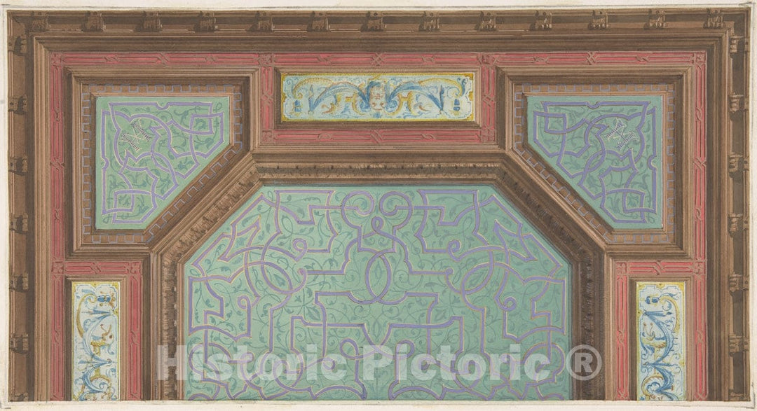 Art Print : Jules-Edmond-Charles Lachaise - Design for Ceiling, Hôtel Hope 2 : Vintage Wall Art