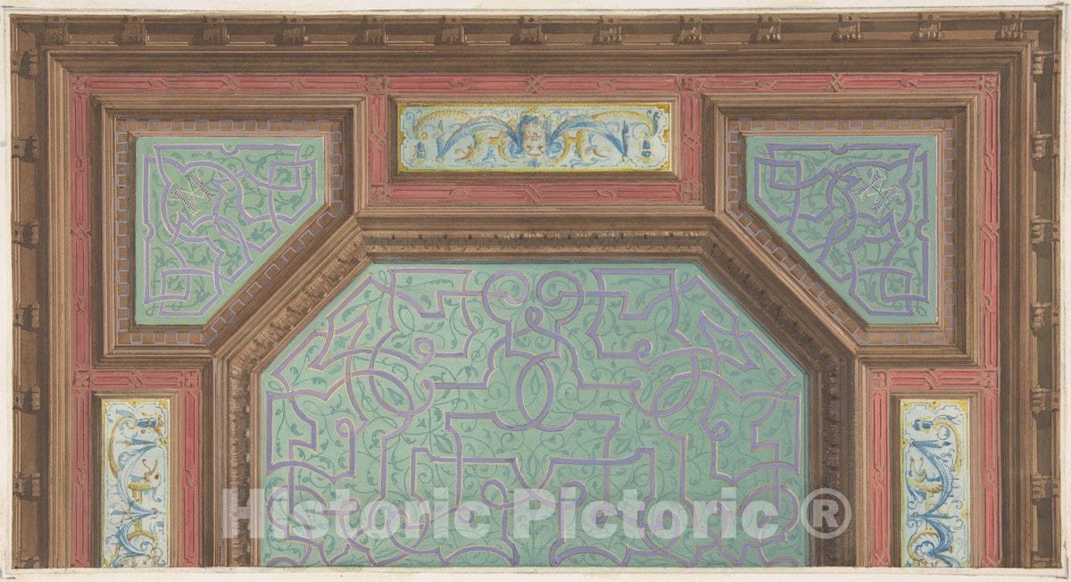 Art Print : Jules-Edmond-Charles Lachaise - Design for Ceiling, Hôtel Hope 2 : Vintage Wall Art