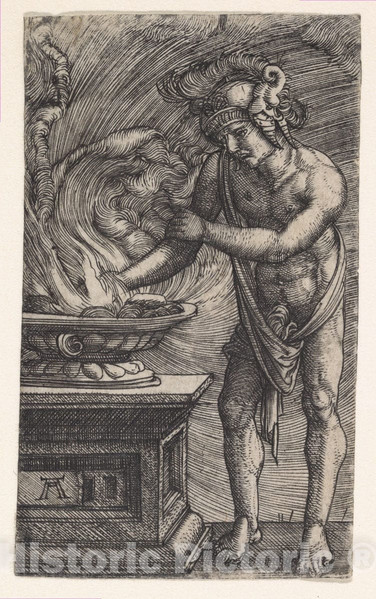 Art Print : Albrecht Altdorfer - Mucius Scaevola Burning His Hand : Vintage Wall Art