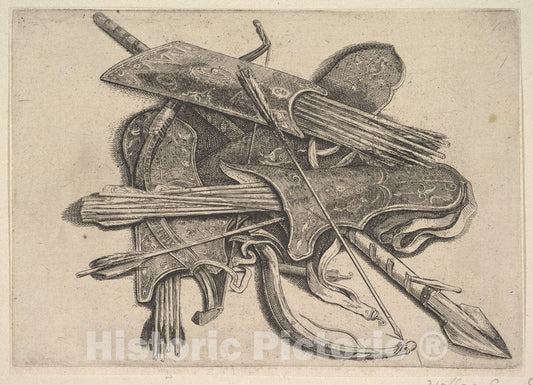 Art Print : Wenceslaus Hollar - Bows, quivers and a Spear : Vintage Wall Art