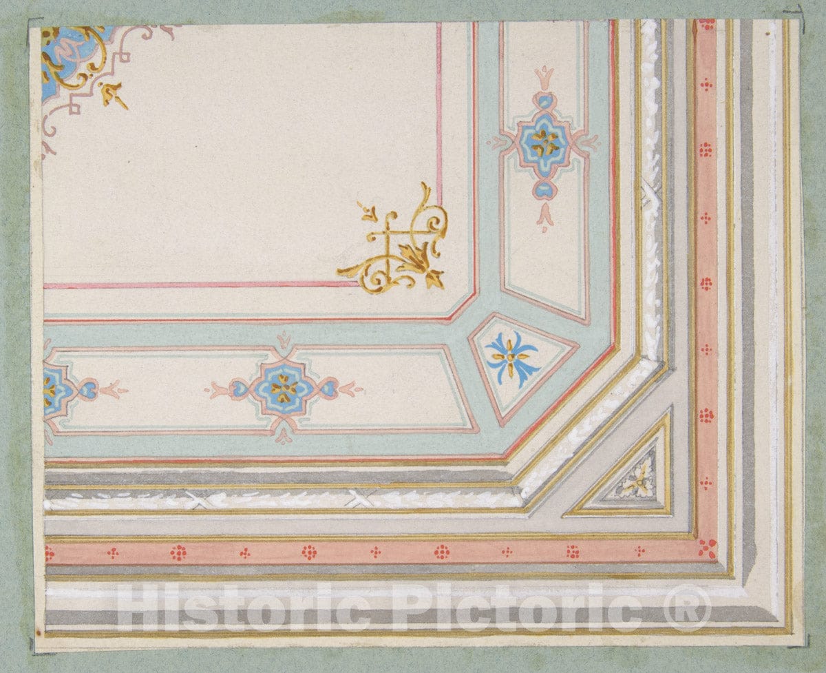Art Print : Jules-Edmond-Charles Lachaise - Partial Design for a Painted Ceiling : Vintage Wall Art