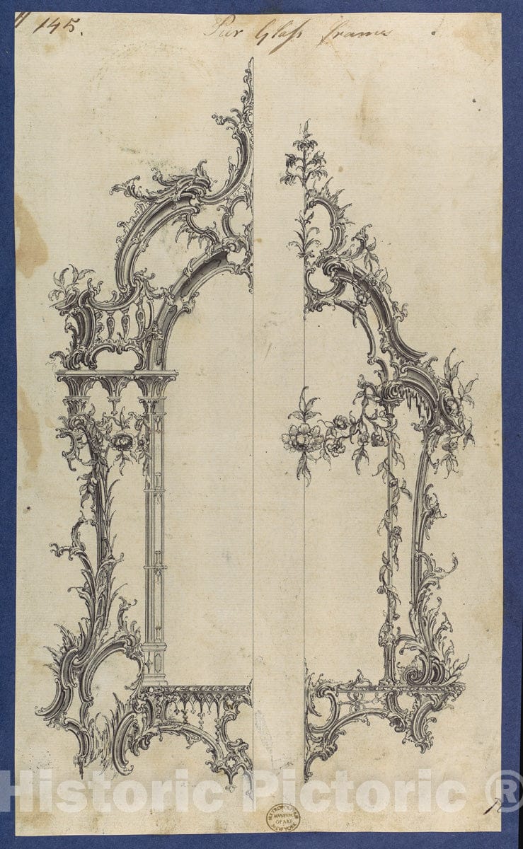 Art Print : Thomas Chippendale - Pier Glass Frames, in Chippendale Drawings, Vol. I 2 : Vintage Wall Art