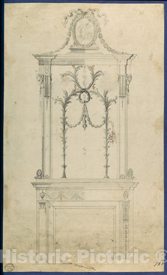 Art Print : Thomas Chippendale - Chimneypiece, in Chippendale Drawings, Vol. I 2 : Vintage Wall Art