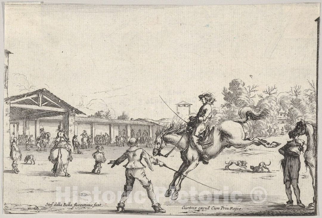 Art Print : A Riding School - Artist: Stefano Della Bella - Created: c1645 1 : Vintage Wall Art