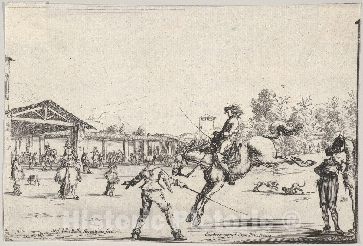 Art Print : A Riding School - Artist: Stefano Della Bella - Created: c1645 1 : Vintage Wall Art